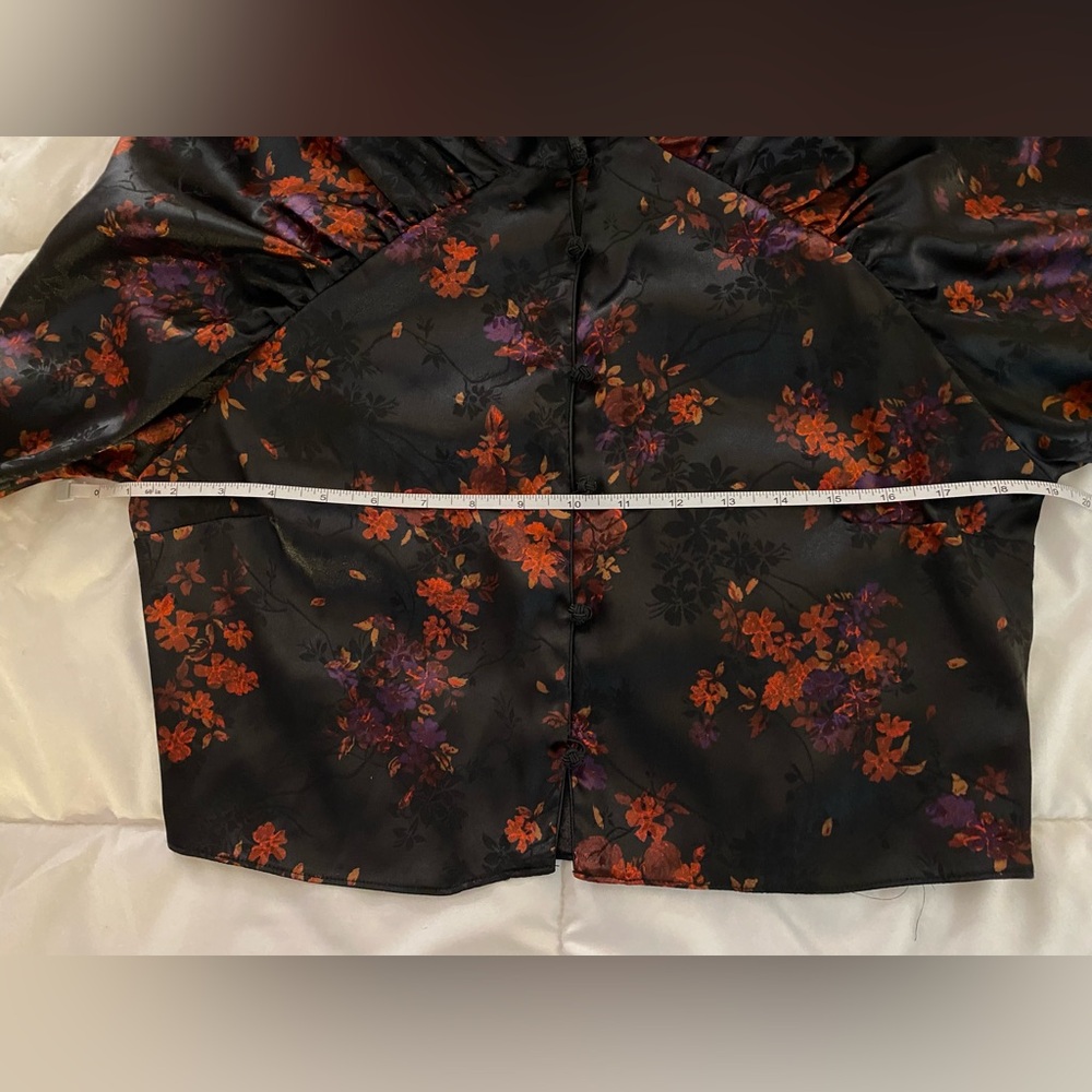 Zara Black Floral Satin Blouse - Picture 7 of 11